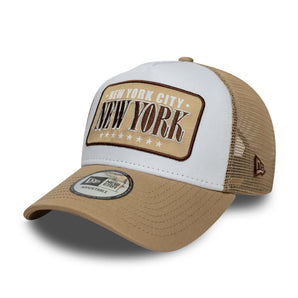 Șapcă New Era 9FORTY A-frame Trucker Location Patch Reglabilă Bej