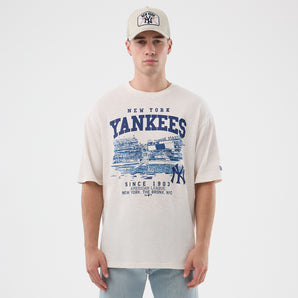 Tricou New Era MLB Slub Stadium Oversize New York Yankees Alb