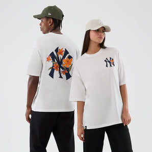 Tricou New Era MLB Floral Oversize New York Yankees Alb