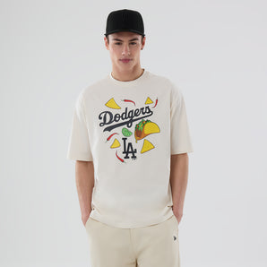 Tricou New Era MLB Food Graphic Oversize Los Angeles Dodgers Alb