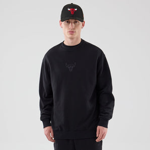 Bluză New Era Nba League Edition Oversized Tonal Fleece Terry Chicago Bulls Neagră