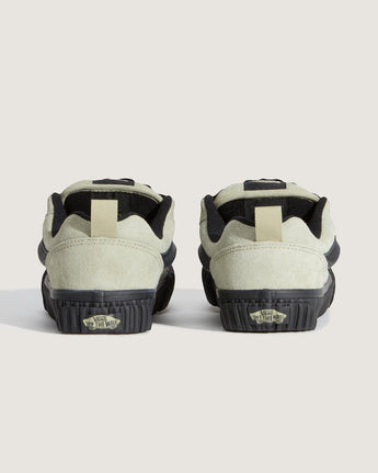 VGeneration Vans Knu Skool light green suede sneakers with chunky black soles and oversized Sidestripe.