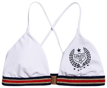 IMBRACAMINTE FEMEI SUPERDRY Articol De Plaja Crest Logo Fixed Tri Bikini Top Alb - vgeneration.ro