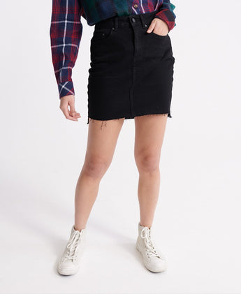 fusta de blugi neagra SuperDry
