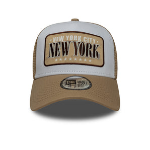 Șapcă New Era 9FORTY A-frame Trucker Location Patch Reglabilă Bej