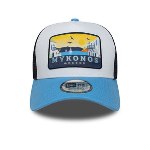 Șapcă New Era 9FORTY A-frame Trucker Location Patch Reglabilă Albastră
