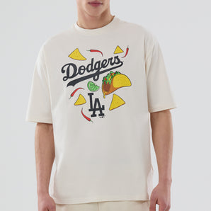 Tricou New Era MLB Food Graphic Oversize Los Angeles Dodgers Alb