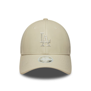 Șapcă New Era 9Forty M-Crown Women Diamante Faux Leather La Dodgers Reglabilă Bej