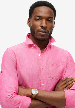 Camasa Superdry Studios Linen Button Down Long Sleeve