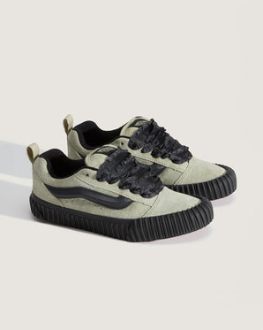 VGeneration Vans Knu Skool light green suede sneakers with black oversized Sidestripe and chunky sole.