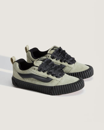 VGeneration Vans Knu Skool light green suede sneakers with black oversized Sidestripe and chunky sole.