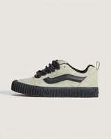VGeneration Vans Knu Skool light green suede sneakers with black Sidestripe and chunky sole.