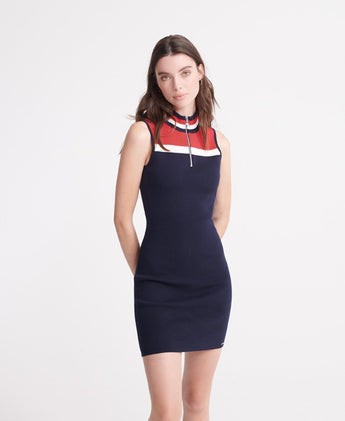 IMBRACAMINTE FEMEI SUPERDRY Rochie Mini Edit Zip Knit Albastru - vgeneration.ro